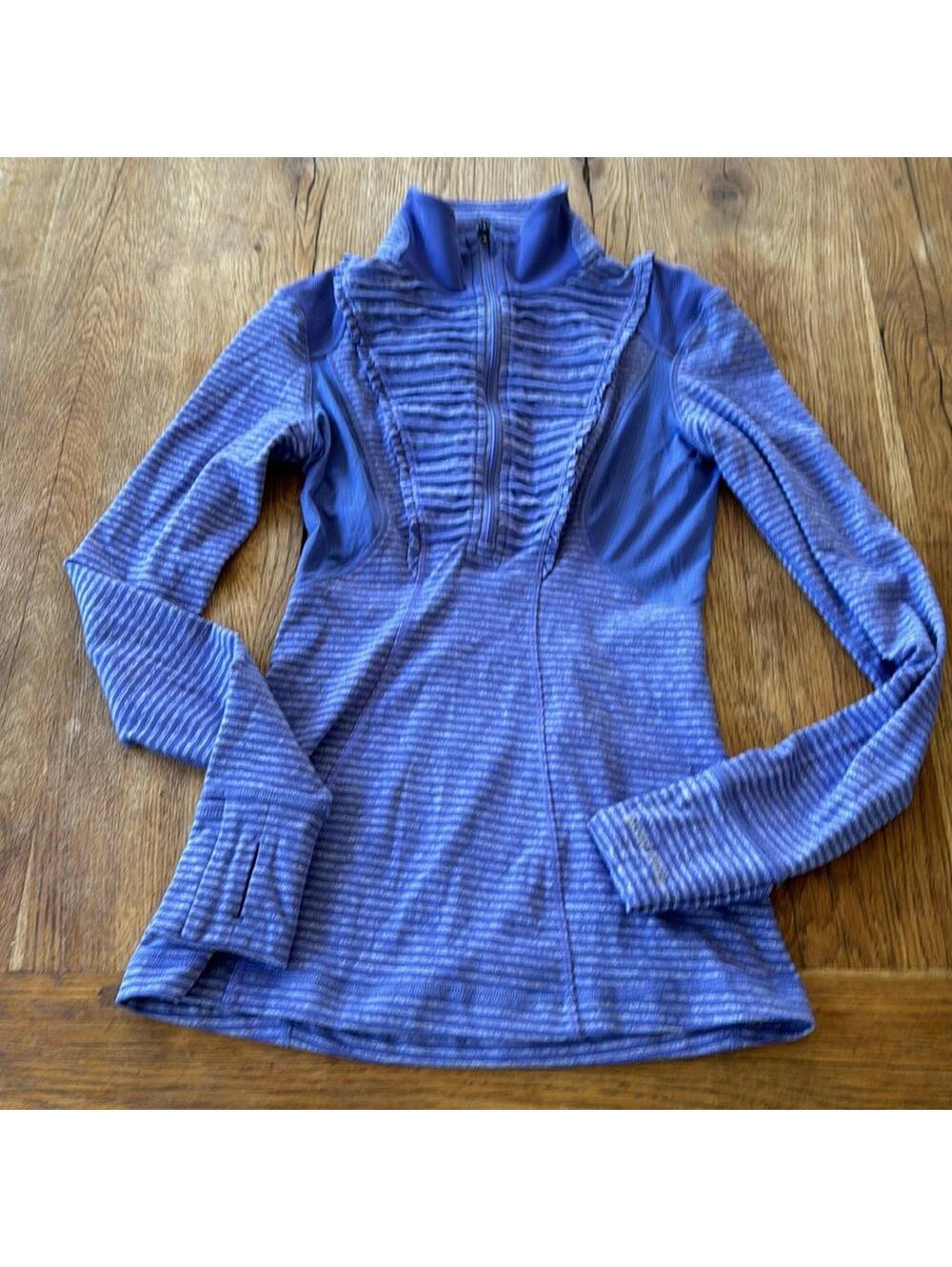 Lululemon purple striped run your heart out quarter zip jacket top size 2